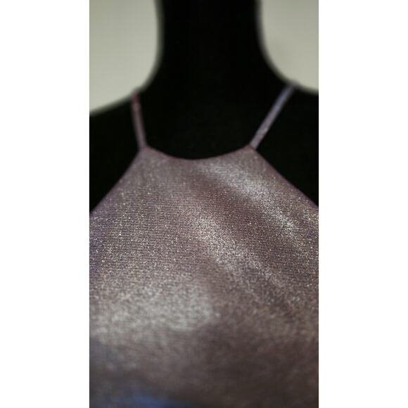 Glitter Bodycon Dress Metallic Shimmery Halter Style Prom HOCO Indie Sleaze Sz 5 - Picture 4 of 7